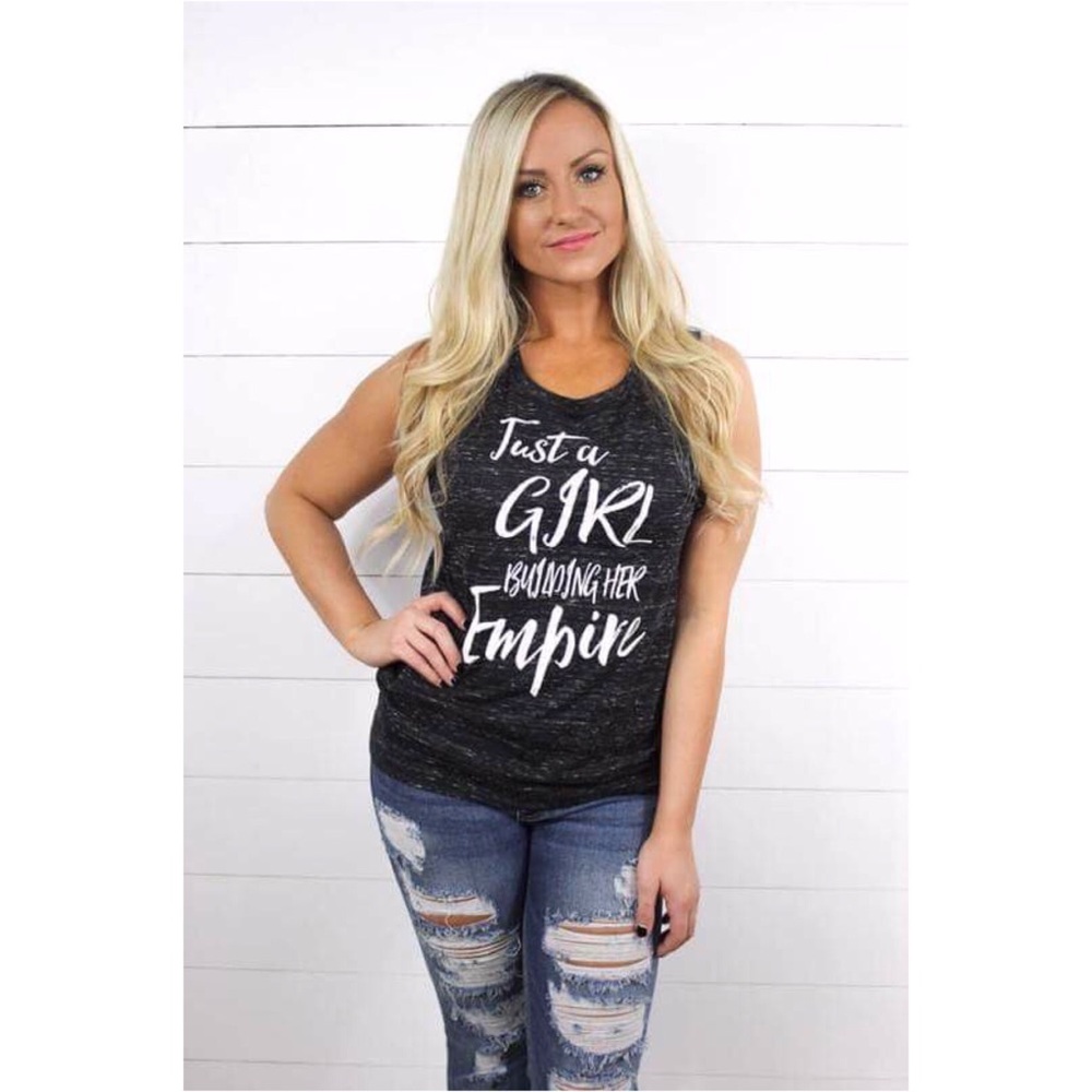🆕LAST ONE 💔 Just a Girl Tank in Black Marble - Picture 3 of 4